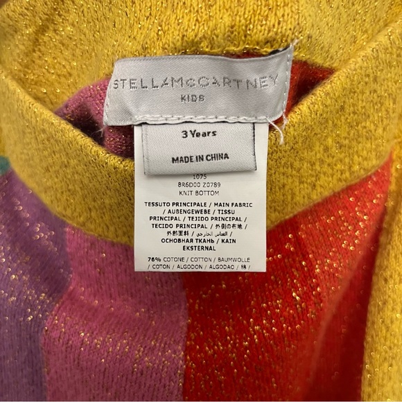 COPY - NWOT Stella McCartney Kids Metallic Knit Rainbow Striped Set 3T - Picture 3 of 6
